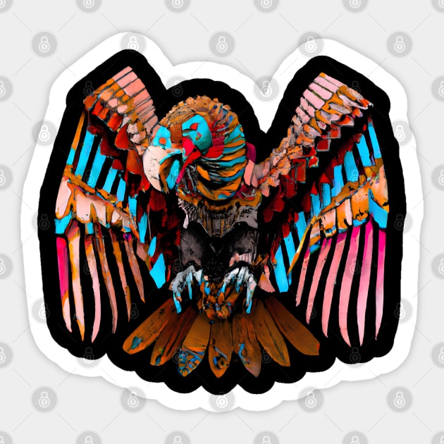 Condor bird, ethno folk art style Sticker by Ravenglow